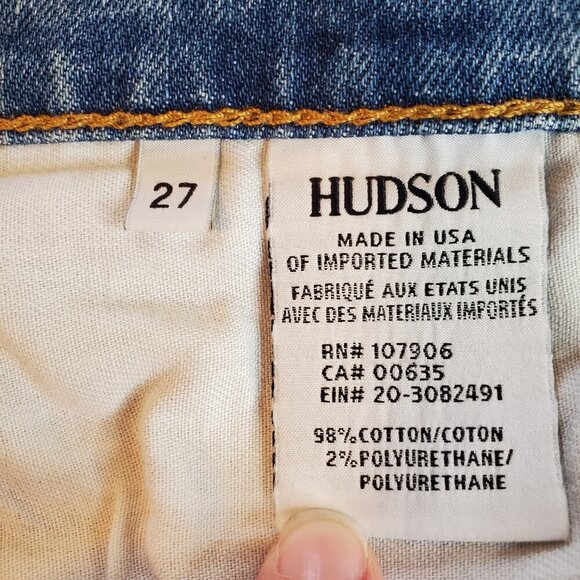 HUDSON SZ 27 Riley Relaxed Cropped Straight Exposed Zipper Stretch Jeans - Picture 14 of 15